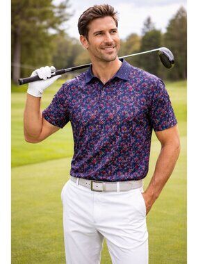 Yatta Golf Polo Shirt XL Men’s Multicolor Floral Performance Country Club Golfco